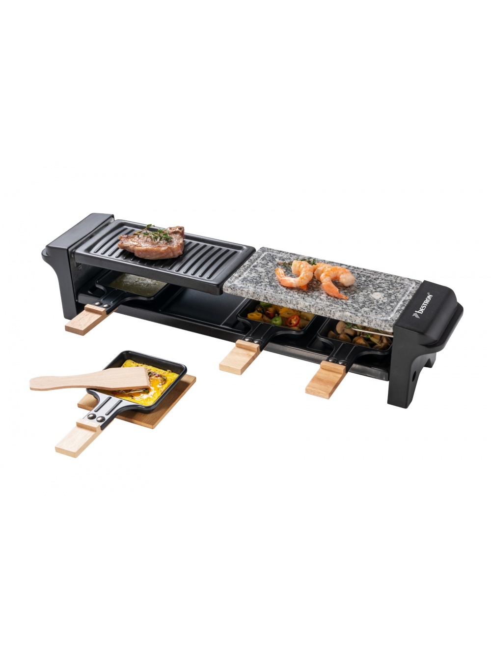 Natura sextant bijgeloof ARG200BW Raclette with natural grill stone and grill plate